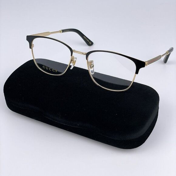 NEW Gucci GG0609OK 001 Gold Black Square Men Eyeglasses